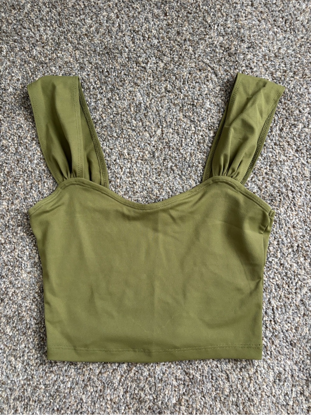Abercrombie Olive Green Square Neck Cropped Tank Top